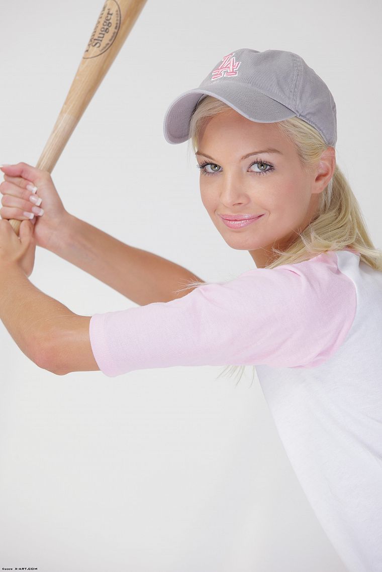 blondes, women, Francesca Facella, X-Art magazine, baseball bats - desktop wallpaper