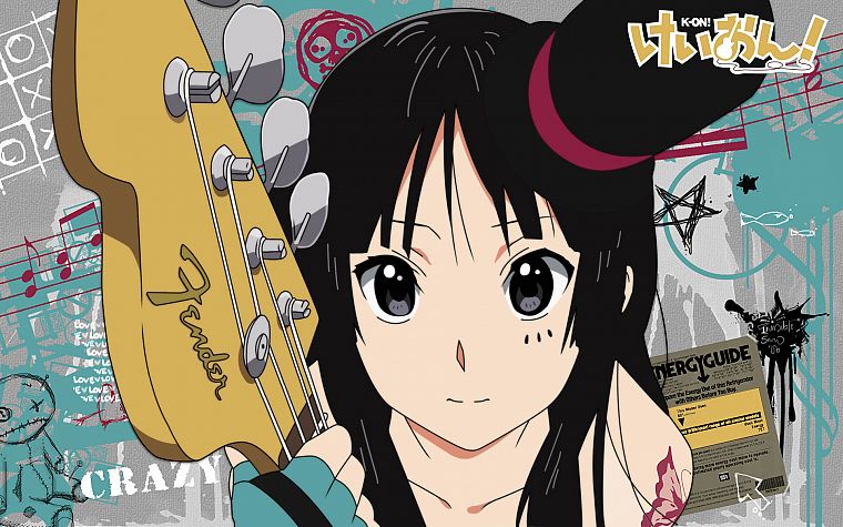 K-ON!, bass guitars, Akiyama Mio, anime, anime girls - Free Wallpaper /  