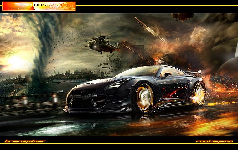 cars, explosions, tornadoes - desktop wallpaper