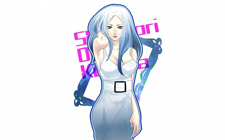 dress, long hair, white hair, simple background, anime girls, Higashi no Eden, Eden of the East - desktop wallpaper