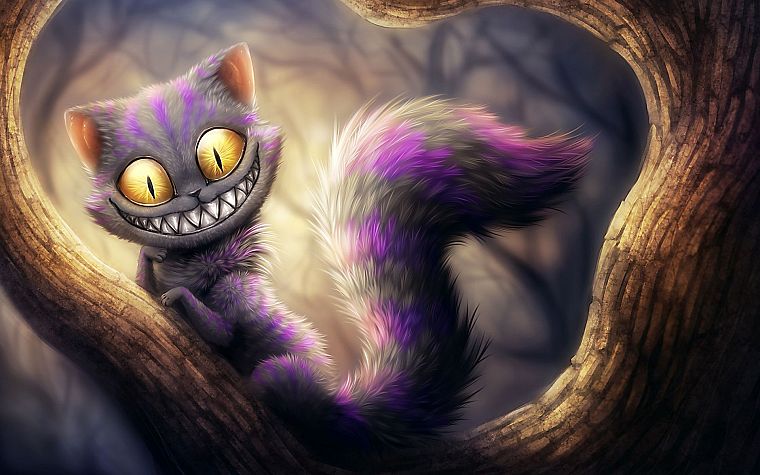 cats, smiling, artwork, drawn, Cheshire Cat - desktop wallpaper
