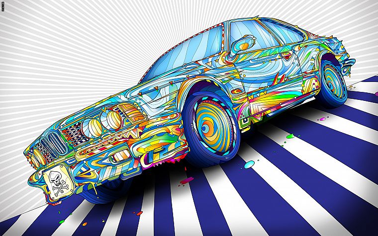 BMW, cars, vivid colors, fan art, Matei Apostolescu - desktop wallpaper