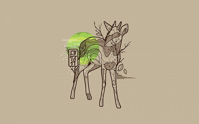 minimalistic, animals, deer, artwork, simple background - desktop wallpaper