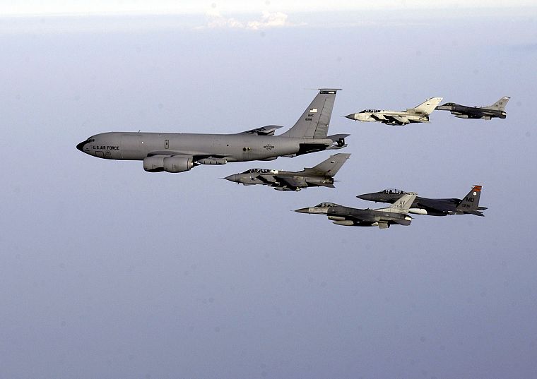 aircraft, military, F-15 Eagle, F-16 Fighting Falcon, KC-135 Stratotanker, GR4 Tornado - desktop wallpaper