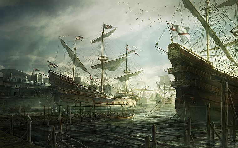 artwork, sail ship, sea - desktop wallpaper