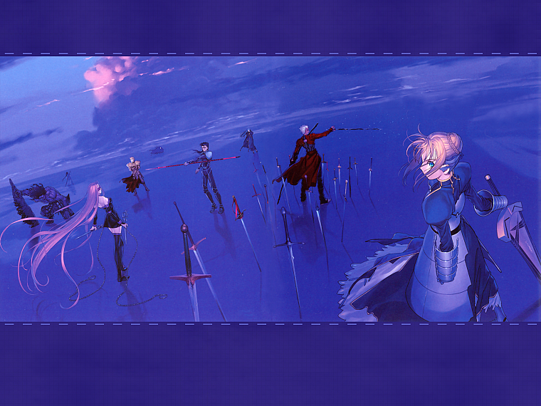Fate/Stay Night, Gilgamesh, Type-Moon, Saber, Rider (Fate/Stay Night), Archer (Fate/Stay Night), Fate series - desktop wallpaper