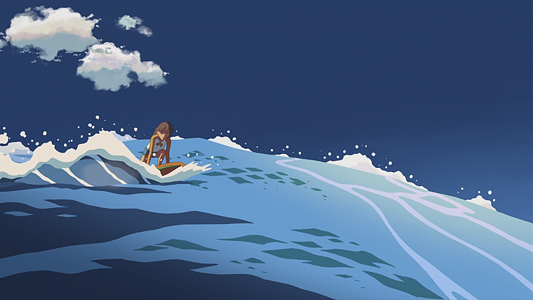 surfing, Makoto Shinkai, 5 Centimeters Per Second, artwork - desktop wallpaper