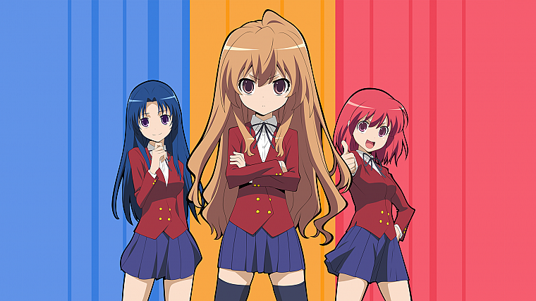 school uniforms, Aisaka Taiga, Kushieda Minori, Toradora, Kawashima Ami, anime, anime girls - desktop wallpaper