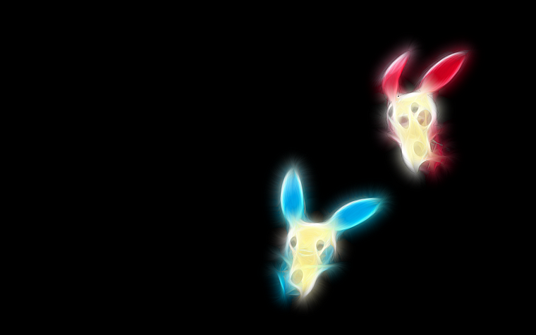 Pokemon, black background, Minun - desktop wallpaper