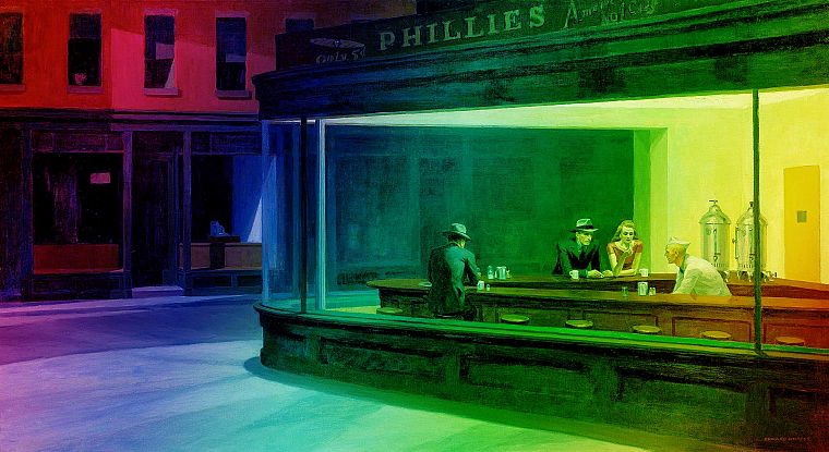 multicolor, Edward Hopper, Nighthawks At The Diner - desktop wallpaper