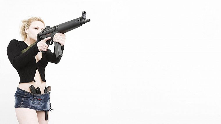 women, guns, MP5 - desktop wallpaper