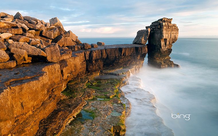 rocks, shore, oceans, Bing - desktop wallpaper