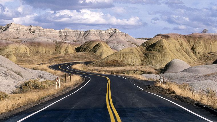 landscapes, national, roads, South Dakota, rock formations - desktop wallpaper