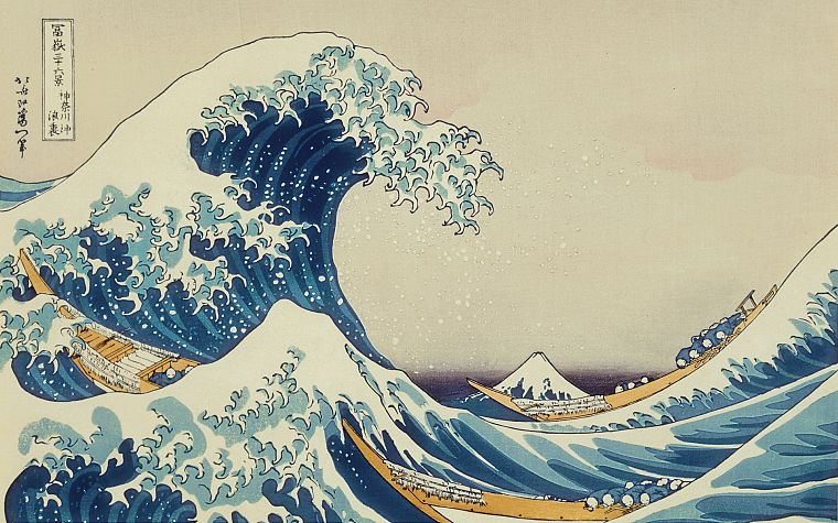 waves, The Great Wave off Kanagawa, Katsushika Hokusai, Thirty-six Views of Mount Fuji, sea - desktop wallpaper