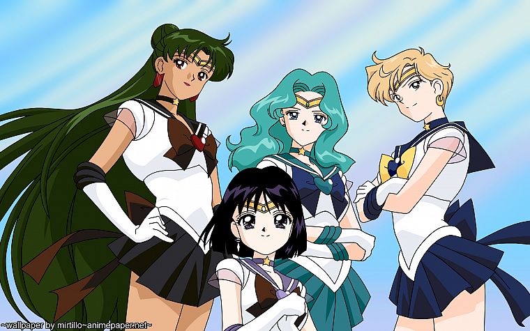 Sailor Uranus, Sailor Neptune, Sailor Pluto, anime girls, sailor uniforms, Sailor Saturn, Bishoujo Senshi Sailor Moon - desktop wallpaper