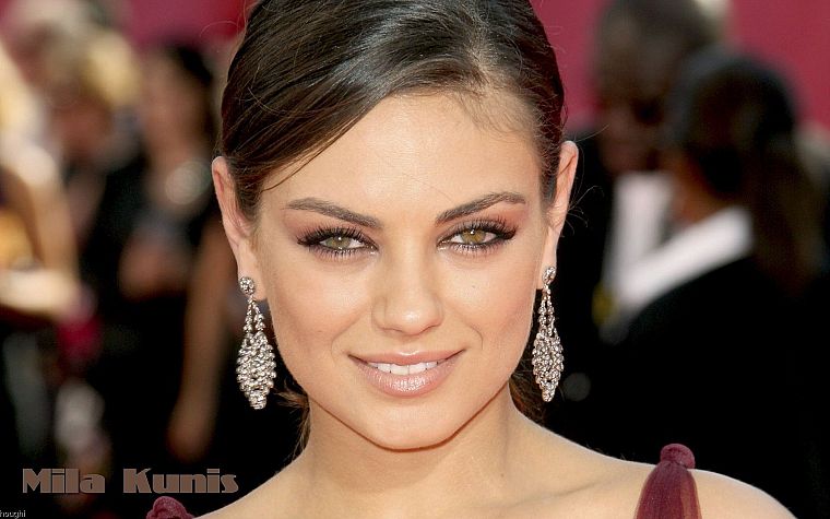 women, Mila Kunis, actress, celebrity, smiling, earrings, faces - desktop wallpaper