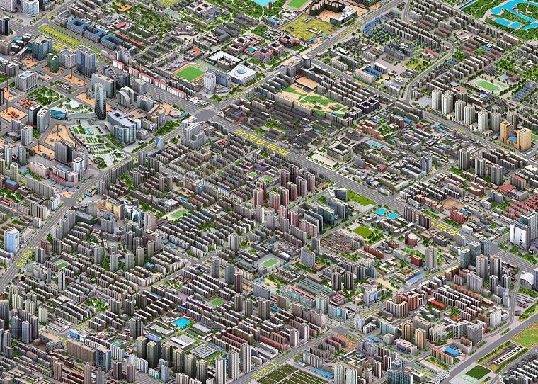 cityscapes, buildings, detailed, isometric, cities - desktop wallpaper