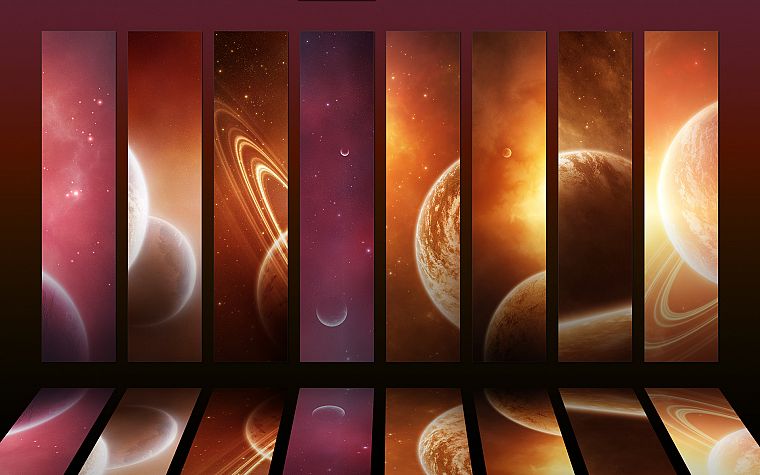outer space, planets, mosaic - desktop wallpaper