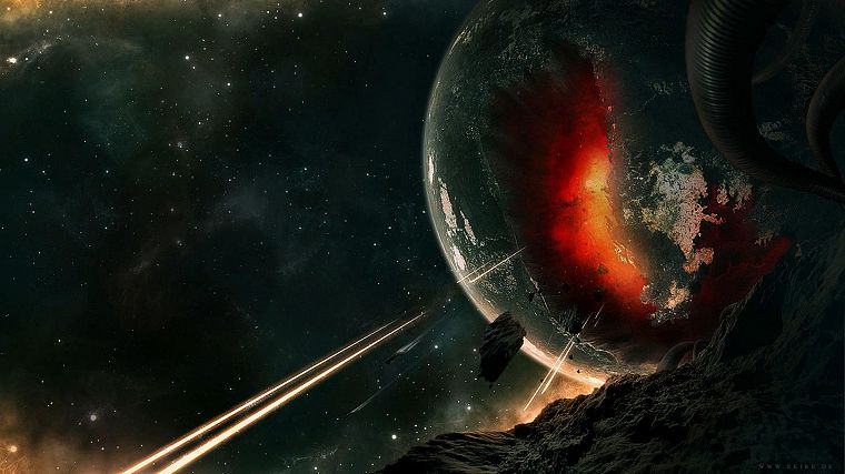 stars, explosions, planets - desktop wallpaper