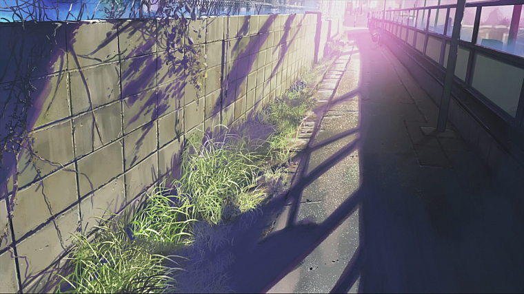 wall, Makoto Shinkai, sunlight, scenic, 5 Centimeters Per Second, artwork, anime - desktop wallpaper