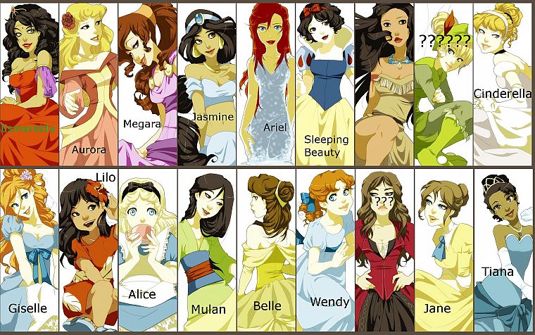 Disney Company, princess, Snow White, Pocahontas, Tinkerbell - desktop wallpaper