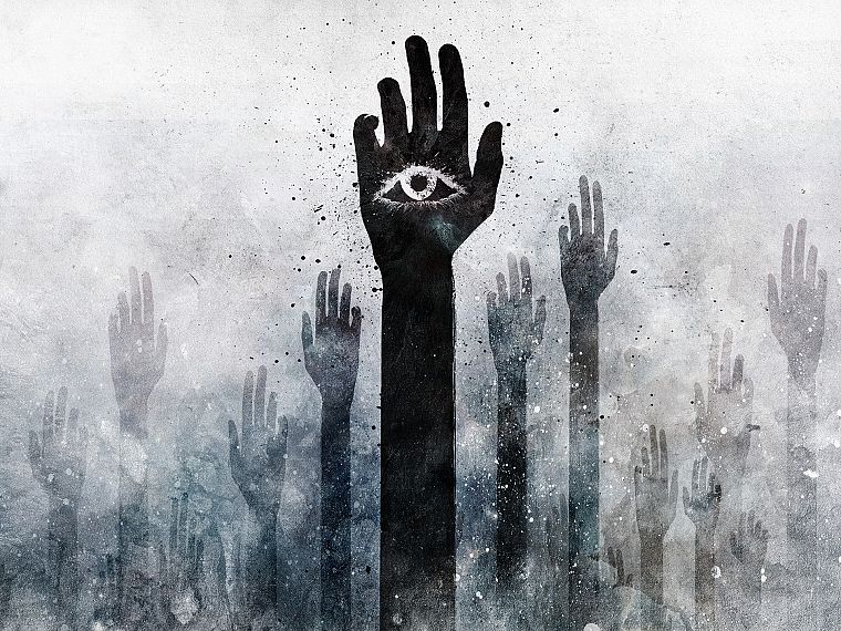 palm, grunge, hands, illuminati, Alex Cherry, arms raised - desktop wallpaper