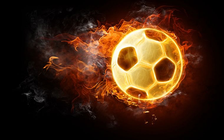 fire, soccer, balls - desktop wallpaper