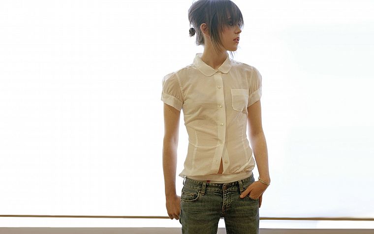 women, Ellen Page, white, actress, shirts - desktop wallpaper
