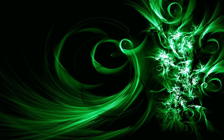 green, abstract, black, dark, digital art - desktop wallpaper