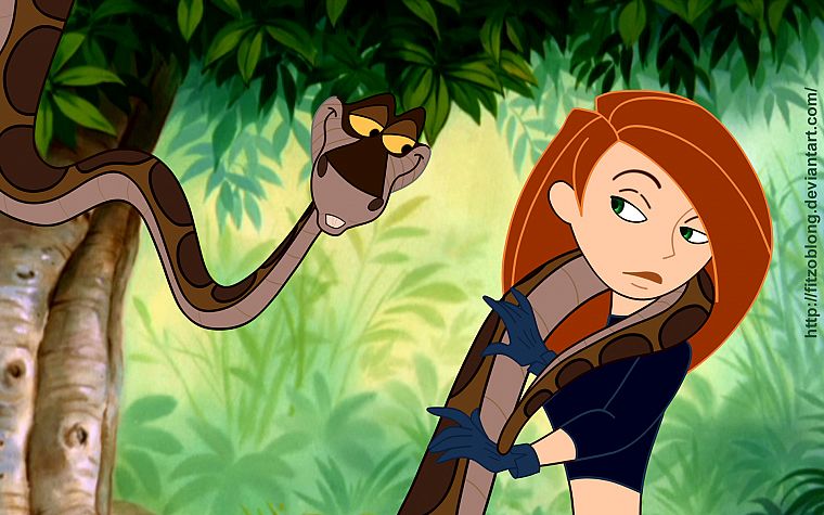 cartoons, Disney Company, snakes, Kim Possible, crossovers, The Jungle Book - desktop wallpaper