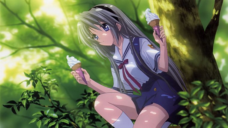 ice cream, Clannad, Sakagami Tomoyo, anime girls - desktop wallpaper