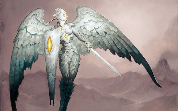 angels, Magic: The Gathering, shield, gargoyle, Platinum, S.H.I.E.L.D., Platinum Angel - desktop wallpaper