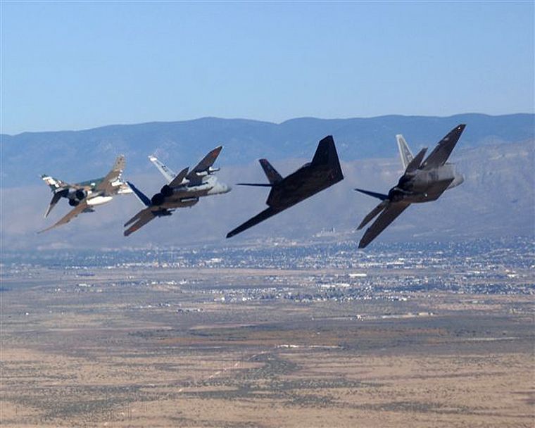 aircraft, military, F-22 Raptor, F-4 Phantom II, F-15 Eagle, Lockheed F-117 Nighthawk - desktop wallpaper