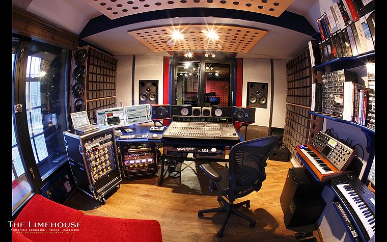 studio, room, recording, fisheye effect - desktop wallpaper