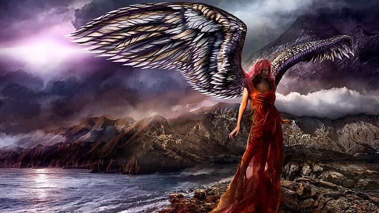 angels, women, fantasy art, artwork - desktop wallpaper