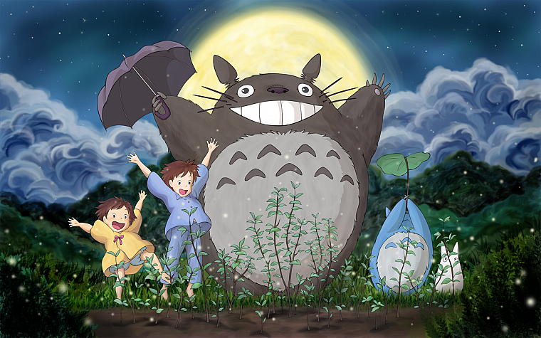 Totoro, My Neighbour Totoro, anime, umbrellas - desktop wallpaper