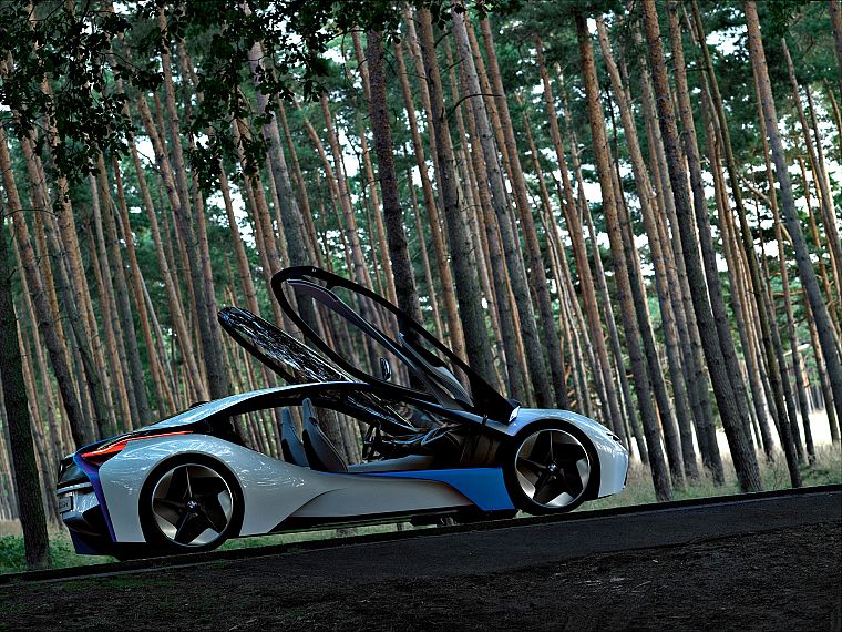 BMW, forests, cars, BMW Vision EfficientDynamics, concept car, EfficientDynamics - desktop wallpaper