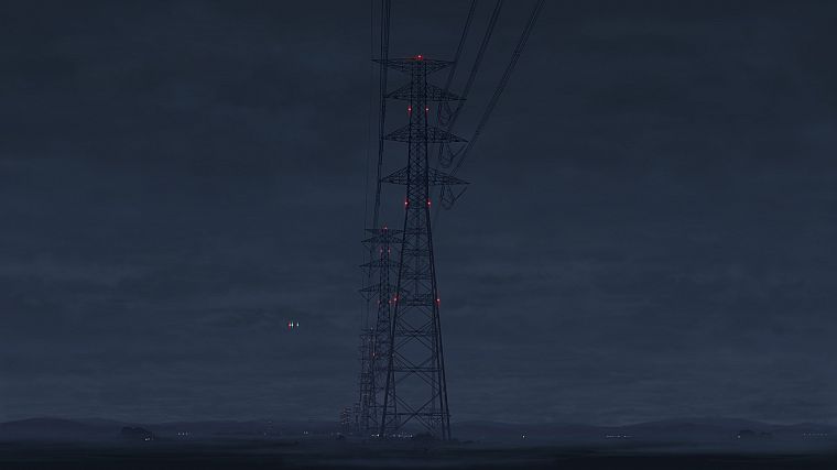 landscapes, artistic, Makoto Shinkai, power lines, 5 Centimeters Per Second - desktop wallpaper
