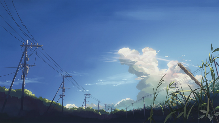 Makoto Shinkai, power lines, 5 Centimeters Per Second, artwork, anime - desktop wallpaper