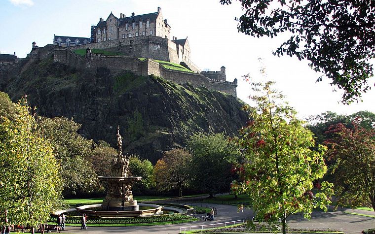 landscapes, castles, trees, buildings, Edinburgh, Edinburgh Castle - desktop wallpaper