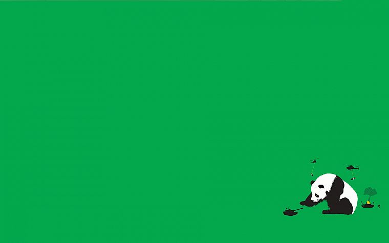 green, minimalistic, funny, panda bears, Threadless, simple background - desktop wallpaper