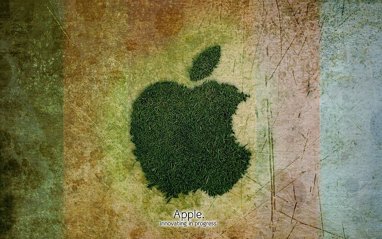 Apple Inc., grass, logos - desktop wallpaper