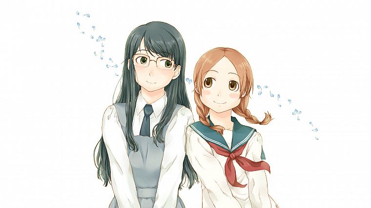 Akira, school uniforms, glasses, Aoi Hana, meganekko, anime girls - desktop wallpaper