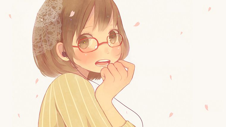 brunettes, glasses, brown eyes, short hair, meganekko, anime girls, original characters - desktop wallpaper
