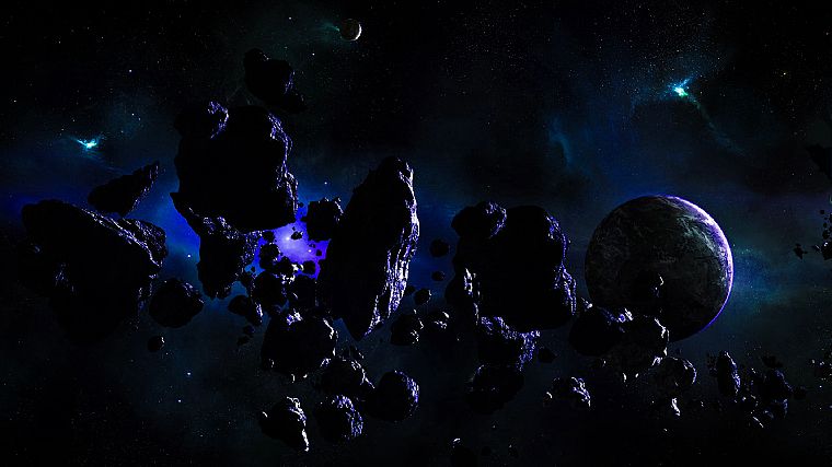 outer space, asteroids - desktop wallpaper