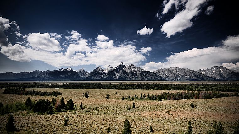 mountains, clouds, landscapes, Wyoming, Rocky Mountains - desktop wallpaper