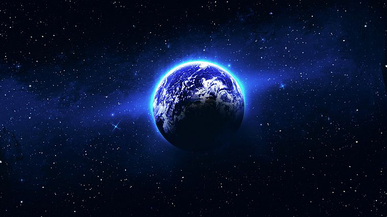 outer space, stars, Earth, Light blue earth - desktop wallpaper