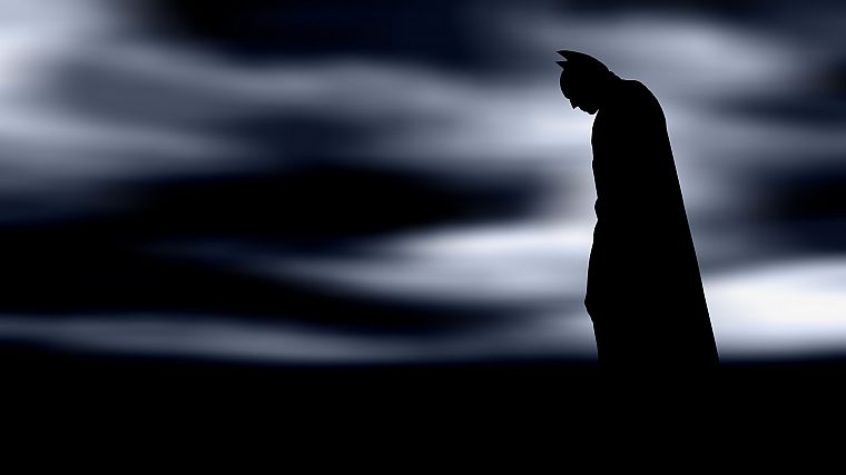 Batman, silhouettes, fog - desktop wallpaper