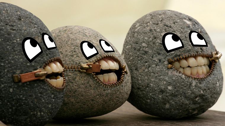rocks, funny, stones, zippers - desktop wallpaper