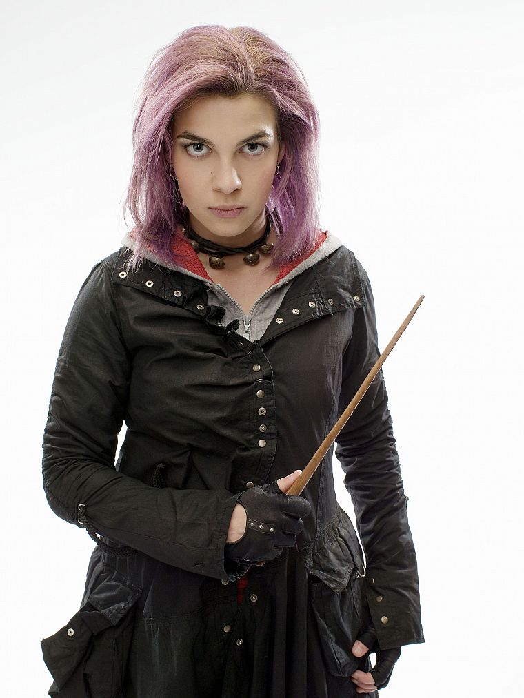 women, Harry Potter, pink hair, Harry Potter and the Order of the Phoenix, The Order, white background, Nymphadora Tonks, Natalia Tena - desktop wallpaper